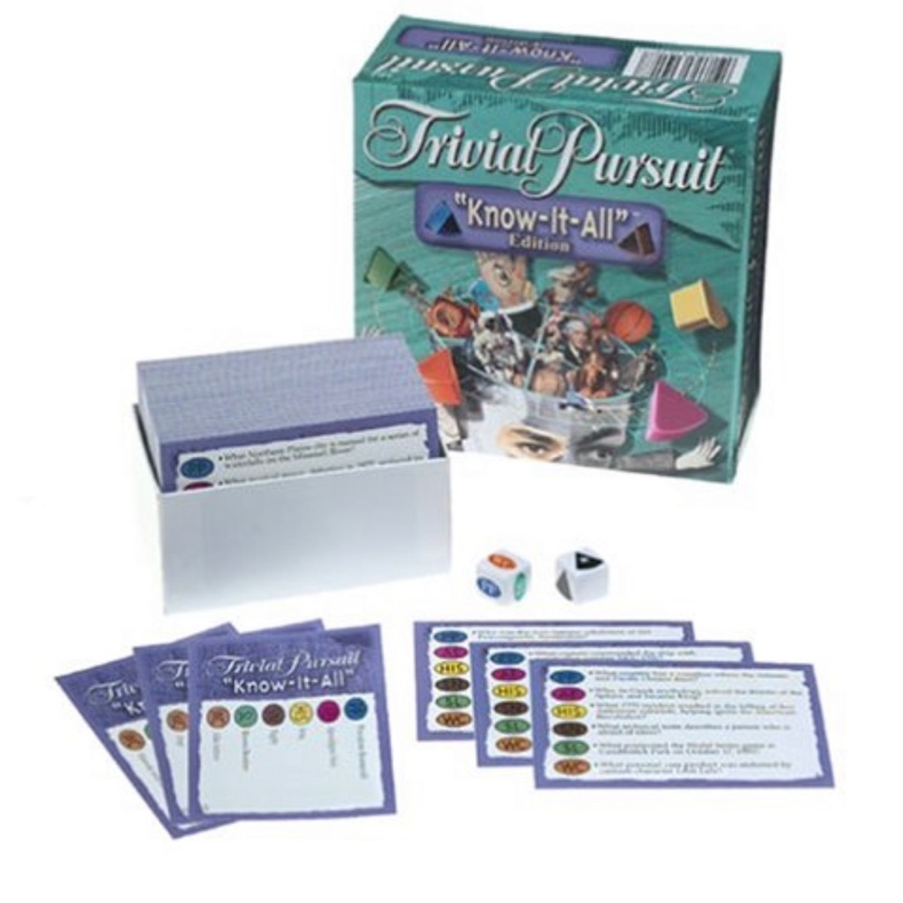 Hasbro  Trivial Pursuit "Know-It-All" Edition card game 1000 trivia questions